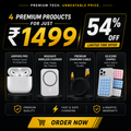 4 in 1 COMBO - ASPODS PRO 2 WITH FREE MAGSAFE POWERPACK 10000 MAH WITH FREE 4 IN 1 MULTI CHARGING CABLE