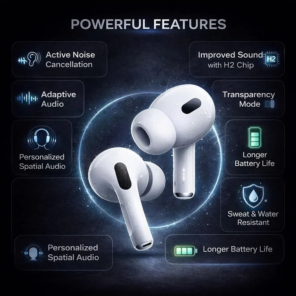 ASPODS PRO 2 WITH FREE MAGSAFE POWERPACK 10000 MAH WITH FREE 4 IN 1 MULTI CHARGING CABLE